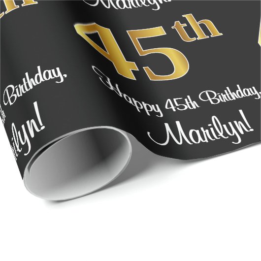 45e verjaardag: Elegant Luxe Faux Gold Look # Cadeaupapier (Rol Hoek)