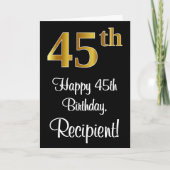 45e verjaardag ~ Elegant Luxe Faux Gold Look # Kaart (Voorkant)