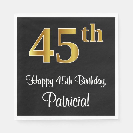 45e verjaardag ~ Elegant Luxe Faux Gold Look # Servet (Voorkant)