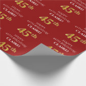 45e verjaardag: Elegant, rood, Faux Gold look Cadeaupapier (Hoek)