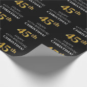 45e verjaardag: Elegant, zwart, Faux Gold look Cadeaupapier (Hoek)