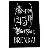 45e verjaardag: Fancy, elegant script + aangepaste Medium Cadeauzakje (Voorkant)