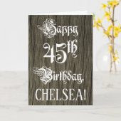 45e verjaardag: Fancy, elegante tekst; Faux Hood l Kaart (Gele Bloem)