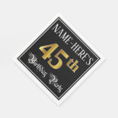 45e verjaardag — Fancy script, Faux Gold look Servet (Hoek)