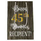 45e verjaardag: Faux Gold look & Faux Wood Pattern Medium Cadeauzakje (Achterkant)