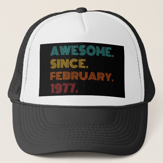45e verjaardag februari 1977 Birthday Trucker Pet (Voorkant)