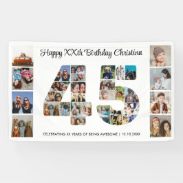 45e verjaardag feestnummer 45 fotocollage spandoek