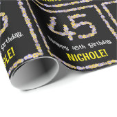 45e verjaardag: Floral Flowers Number, Custom Name Cadeaupapier (Rol Hoek)