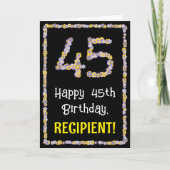 45e verjaardag: Floral Flowers Number, Custom Name Kaart (Voorkant)