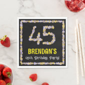 45e verjaardag: Floral Flowers Number, Custom Name Servet (Insitu)