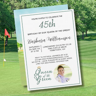 45e verjaardag foto dame golfer thema uitnodiging