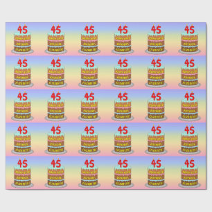 45e verjaardag: Fun Cake and Candles + Custom Name Cadeaupapier
