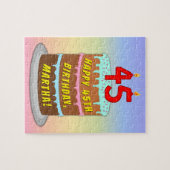 45e verjaardag: Fun Cake and Candles + Custom Name Legpuzzel (Horizontaal)