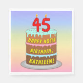 45e verjaardag: Fun Cake and Candles + Custom Name Servet (Voorkant)