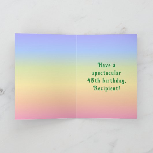 45e verjaardag — Fun Cake & Candles, w/ Eigen naam Kaart (Binnen)