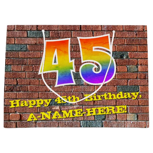 45e verjaardag: Fun, door graffiti geïnspireerde r Groot Cadeauzakje (Voorkant)