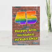 45e verjaardag: Fun Graffiti-geïnspireerde regenbo Kaart (Voorkant)