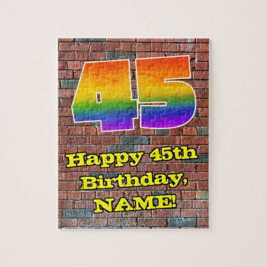 45e verjaardag: Fun Graffiti-geïnspireerde regenbo Legpuzzel (Verticaal)