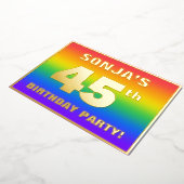 45e verjaardag: Fun, kleurrijk regenboogpatroon Folie Uitnodiging (Gedraaid)