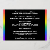 45e verjaardag: Fun, kleurrijk regenboogpatroon Folie Uitnodiging (Achterkant)