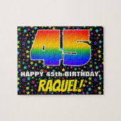 45e verjaardag — Fun, kleurrijk Star Field Pattern Legpuzzel (Horizontaal)