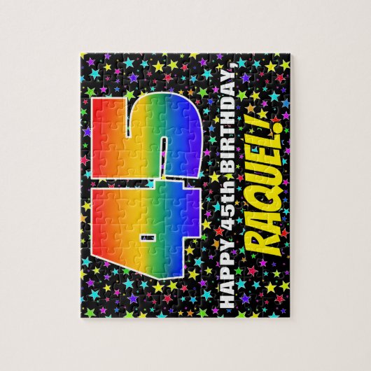 45e verjaardag — Fun, kleurrijk Star Field Pattern Legpuzzel (Verticaal)