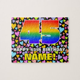 45e verjaardag — Fun, liefhebbende hartvormen + "4 Legpuzzel