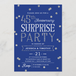 45e verjaardag Glitter Confetti Surprise Party Kaart