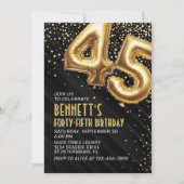 45e verjaardag Gold Black Invitation Kaart (Voorkant)