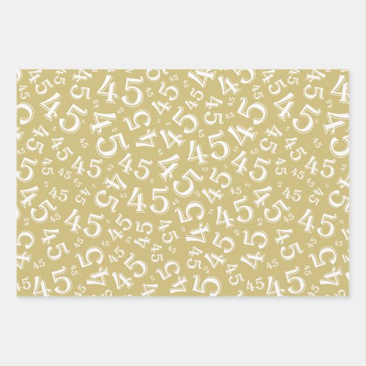 45e verjaardag Gold/White Random Number Pattern 45 Inpakpapier Vel (Voorkant 2)