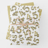 45e verjaardag Gold/White Random Number Pattern 45 Inpakpapier Vel (In situ)
