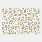 45e verjaardag Gold/White Random Number Pattern 45 Inpakpapier Vel (Voorkant)