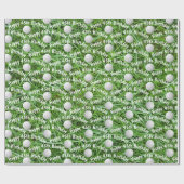 45e verjaardag Golf-ballen op gras-wappapier Cadeaupapier (Vlak)