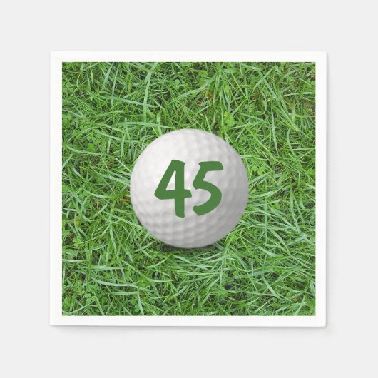 45e verjaardag golfbal op gras servetten (Voorkant)