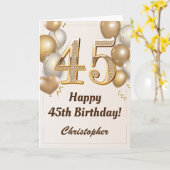 45e verjaardag goudballonnen en Confetti verjaarda Kaart (Gele Bloem)