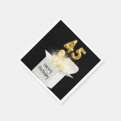 45e verjaardag goudballonnen in witte doos servet (Hoek)