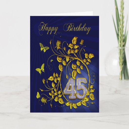 45e verjaardag gouden vlinders kaart (Voorkant)