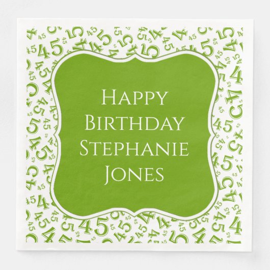 45e verjaardag groen/wit patroon 45 servet (Voorkant)