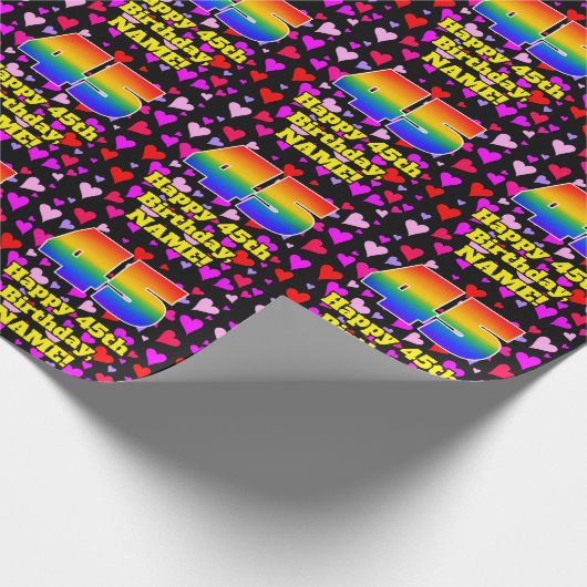 45e verjaardag: Heatten, regenboognr. 45 Cadeaupapier (Hoek)