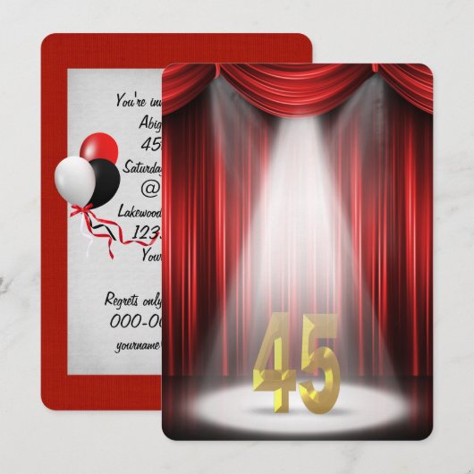 45e verjaardag kaart (Voorkant / Achterkant)