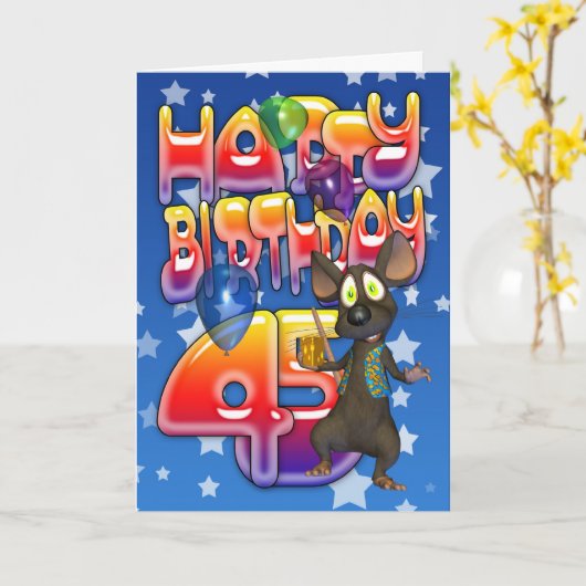 45e verjaardag Kaart, Happy Birthday Kaart (Gele Bloem)