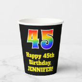 45e verjaardag: Kleurrijk, Leuk, Opwindend, Regenb Papieren Bekers (Voorkant)