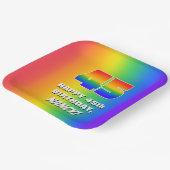 45e verjaardag: kleurrijk, vun regenboogpatroon # papieren bordje (Gebogen)