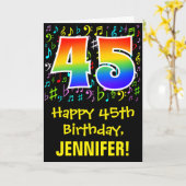 45e verjaardag: kleurrijke muzieksymbolen + regenb kaart (Gele Bloem)