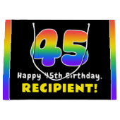 45e verjaardag: kleurrijke regenboog # 45, Naam va Groot Cadeauzakje (Voorkant)