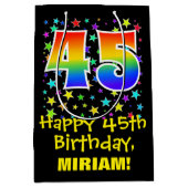 45e verjaardag: Kleurrijke Sterren Patroon & Regen Medium Cadeauzakje (Voorkant)