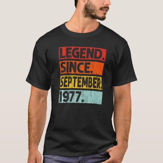 45e verjaardag legende sinds september 1977 45 jaa t-shirt (Voorkant)