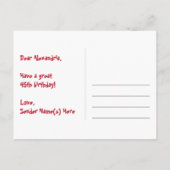 45e verjaardag: leuk hartjes patroon, regenboog 45 briefkaart (Achterkant)