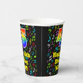 45e Verjaardag: Leuk Muzieknoten Patroon, Regenboo Papieren Bekers (Rechts)