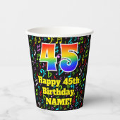 45e Verjaardag: Leuk Muzieknoten Patroon, Regenboo Papieren Bekers (Voorkant)